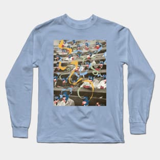 ‘Animal Lecture’ by Grip Grand, colorful monster students attending a lecture Long Sleeve T-Shirt